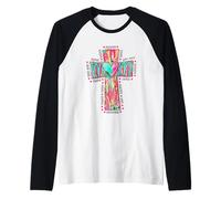 Diseño de palabras inspiradoras con cruz de corazón para mamá Camiseta Manga Raglan