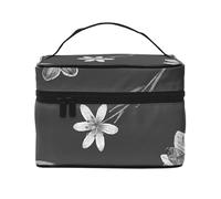 Diseño de Papel Tapiz de Flores negrasBolsa de Maquillaje, Bolsa de Cosméticos Portátil para Mujer-Organizador de Cosméticos de Viaje, Regalo para Momentos Especiales