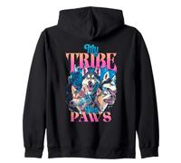 Diseño de Paquete My Tribe Has Paws para Amantes de los Perros Husky Sudadera con Capucha