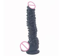 Diseño de partícula de uva simulado pene falso realista, ventosa autoalimentada G punto vibrador masajeador 265x46mm,B