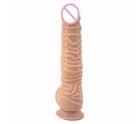 Diseño de partícula de uva simulado pene falso realista, ventosa autoalimentada G punto vibrador masajeador 265x46mm,C