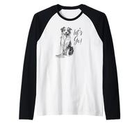 Diseño de Pastor Australiano Let's Go! Camiseta Manga Raglan