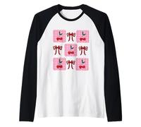 Diseño de patrón de San Valentín con Lazo de Cereza Dulce Camiseta Manga Raglan