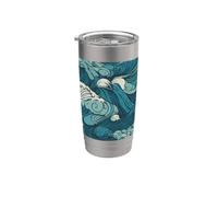 Diseño de patrón sin bordes de Sea Ocean Waves 8 Vaso térmico de acero inoxidable de doble pared