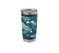 Diseño de patrón sin bordes de Sea Ocean Waves 8 Vaso térmico de acero inoxidable de doble pared