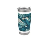 Diseño de patrón sin bordes de Sea Ocean Waves 8 Vaso térmico de acero inoxidable de doble pared
