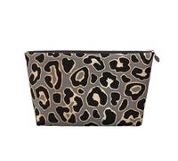 Diseño De Patrones Sin Fisuras De Leopardo En Oro De Lujo, Bolsa de artículos de tocador Bolsa de Maquillaje Bolsa de cosméticos Bolsa de artículos de tocador de Viaje portátil