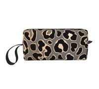 Diseño De Patrones Sin Fisuras De Leopardo En Oro De Lujo, Bolsa de Maquillaje Bolsa de cosméticos Bolsa de artículos de tocador de Viaje portátil Bolsa de Maquillaje