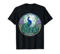 Diseño de Pavo Real Art Nouveau Elegante pájaro Camiseta