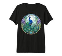 Diseño de Pavo Real Art Nouveau Elegante pájaro Camiseta Premium