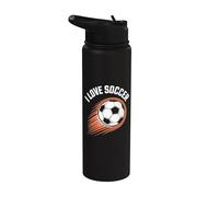 Diseño de pelota de velocidad I Love Soccer Stainless Steel Insulated Water Bottle