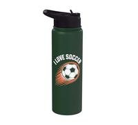 Diseño de pelota de velocidad I Love Soccer Stainless Steel Insulated Water Bottle