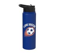 Diseño de pelota de velocidad I Love Soccer Stainless Steel Insulated Water Bottle
