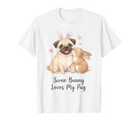 Diseño de Perro de Pascua con Texto en inglés Some Bunny Loves My Pug Camiseta