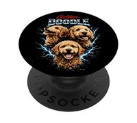 Diseño de Perro Pirata de Metal Pesado de Golden Doodle PopSockets PopGrip Adhesivo