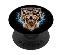 Diseño de Perro Pirata de Metal Pesado de Golden Retriever PopSockets PopGrip Adhesivo