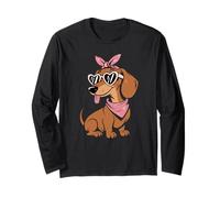 Diseño de Perro Salchicha con Gafas de Sol Manga Larga