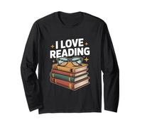 Diseño de pila de libros para entusiastas de la lectura I Love Reading Manga Larga