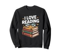 Diseño de pila de libros para entusiastas de la lectura I Love Reading Sudadera