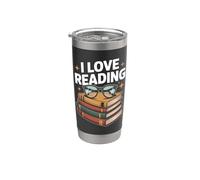 Diseño de pila de libros para entusiastas de la lectura I Love Reading Vaso térmico de acero inoxidable de doble pared