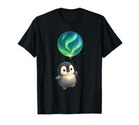 Diseño de pingüino con Globo Aurora Lindo Arctic Night Camiseta