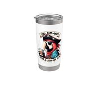 DISEÑO DE PIRATA DIVERTIDO. YO HO HO Y UNA TAZA DE JOE. TAZA DE CAFÉ Vaso térmico de acero inoxidable de doble pared