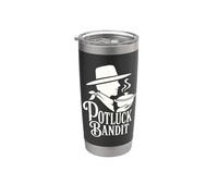 Diseño de plato occidental divertido y descarado de Potluck Bandit Vaso térmico de acero inoxidable de doble pared