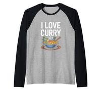 Diseño de plato sabroso I Love Curry Camiseta Manga Raglan