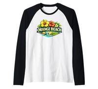 Diseño de Playa de Orange Beach Alabama Tropical Island Camiseta Manga Raglan
