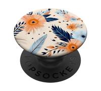 Diseño de plumas florales, obras de arte boho chic, flores coloridas PopSockets PopGrip Adhesivo