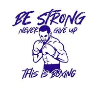 Diseño de póster de boxeo con cita "Sé fuerte, nunca te rindas", estilo retro vintage. Pegatinas de pared 67.2x70.1cm Pintura mural artística Azul oscuro