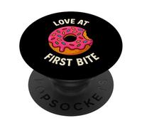 Diseño de Postre de Fresa con Dona de Amor al Primer bocado PopSockets PopGrip Adhesivo