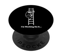 Diseño de Progreso Perezoso Divertido con Texto en inglés I'm Working On It PopSockets PopGrip Adhesivo