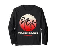 Diseño de Puesta de Sol de Waikiki Beach, Honolulú, Hawái Manga Larga