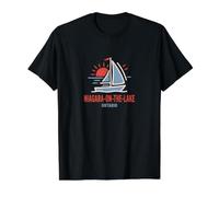 Diseño de Puesta de Sol en velero en Niagara-on-The-Lake Ontario Camiseta gráfica económica, Hombre, Negro, L