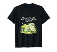 Diseño de Rana Cottagecore Stop and Smell The Lilies Camiseta