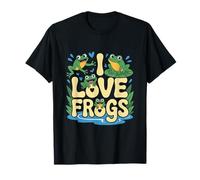 Diseño de rana verde con texto en inglés "I Love Frogs" Camiseta