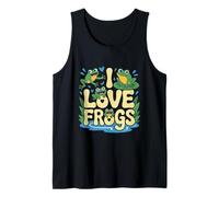 Diseño de rana verde con texto en inglés "I Love Frogs" Camiseta sin Mangas
