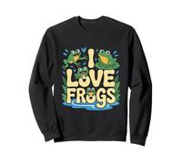 Diseño de rana verde con texto en inglés "I Love Frogs" Sudadera