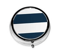 Diseño de rayas náuticas, color blanco marino, pastillero, pastillero cuadrado para bolsillo o monedero, pastillero pequeño, organizador de pastillas de viaje