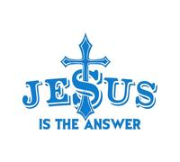 Diseño de refranes cristianos "Jesús es la respuesta" Calcomanías de pared de PVC 50.4x70.1cm Se puede modificar y añadir información Azul