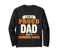 Diseño de regalo de entrenador de natación para papá orgulloso Manga Larga