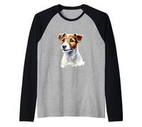 Diseño de Retrato de Perro Jack Russell Terrier Camiseta Manga Raglan