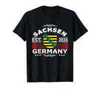 Diseño de Sachsen Germany - Freistaat aus Deutschland Outfit Camiseta gráfica económica, Hombre, Negro, S