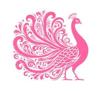 Diseño de silueta de pavo real con plumas Calcomanías de tallado fino 42x45.6cm Autoadhesivo Rosa