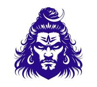 Diseño de silueta del señor Shiva con intensa expresión de enojo. Pegatinas de grabado 67.2x70.7cm Decoración de carrocerías Azul oscuro