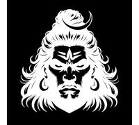 Diseño de silueta del señor Shiva con intensa expresión de enojo. Pegatinas de grabado 67.2x70.7cm Pintura mural artística Blanco