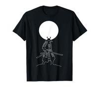 Diseño de Silueta Japonesa de Luna Naciente de Guerrero samurái Camiseta
