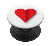 Diseño de símbolo de Amor de corazón Rojo Estilo Origami PopSockets PopGrip Adhesivo