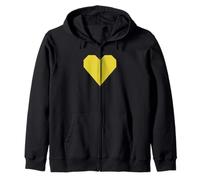 Diseño de símbolo de Amor de Origami de corazón Amarillo Sudadera con Capucha
